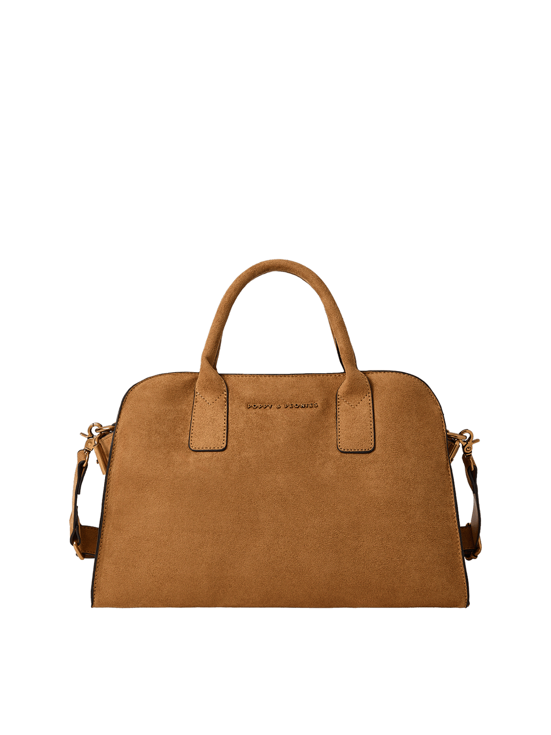 Brown vegan suede tote bag with a detachable strap