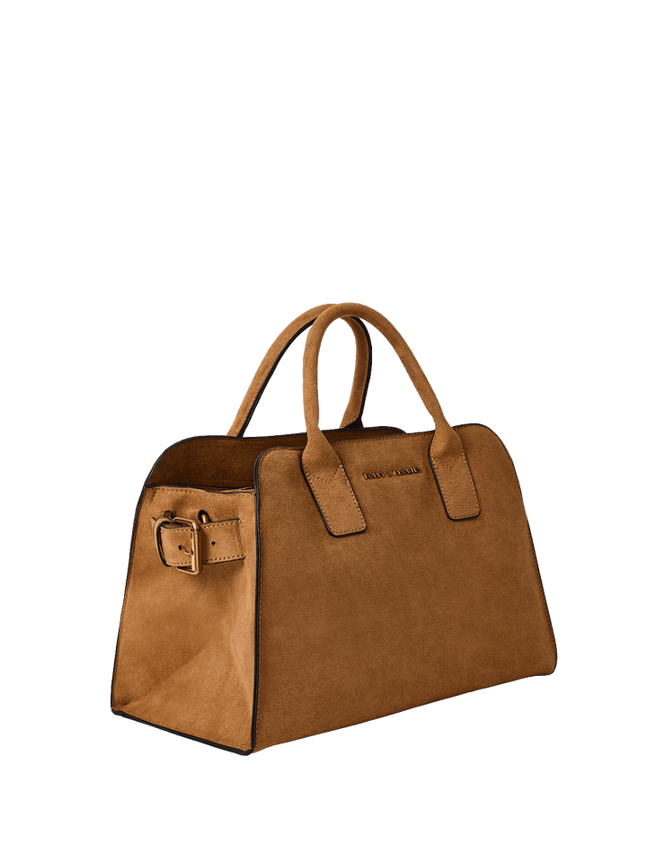 Brown vegan suede handbag