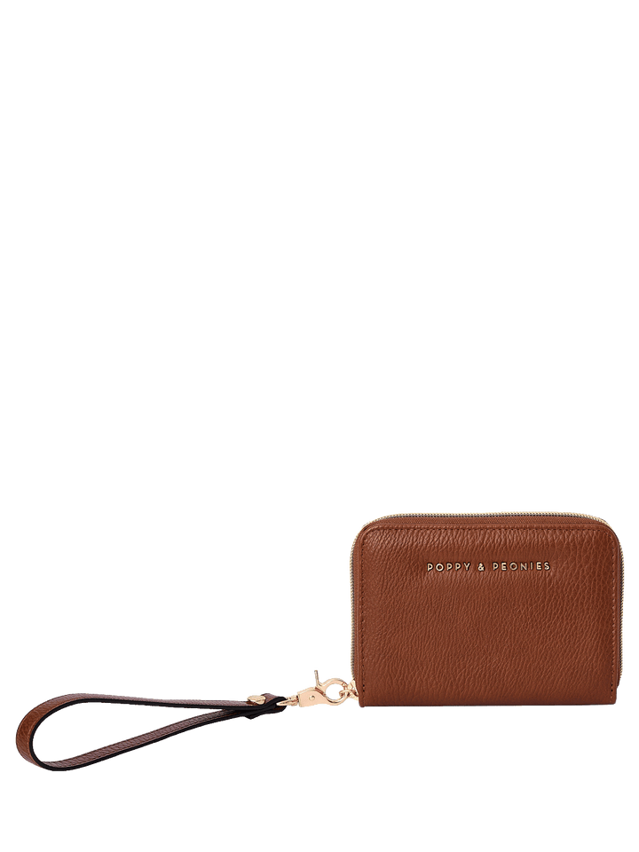 The Grab and Go Wallet in Chestnut with removable wristlet strap