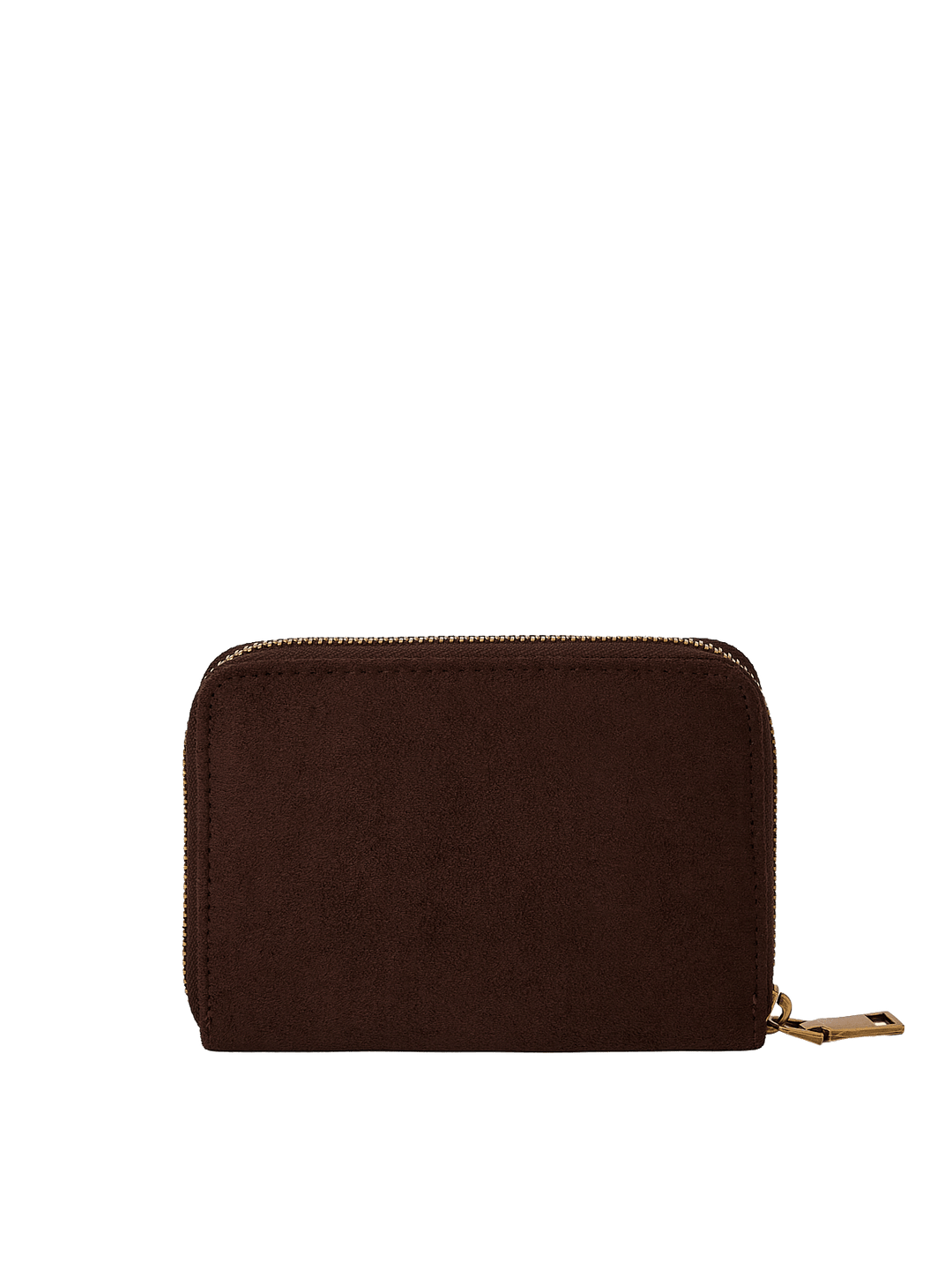 Poppy & Peonies The Grab and Go Wallet in Espresso Suede back view, featuring a compact zip-around design and soft suede exterior.