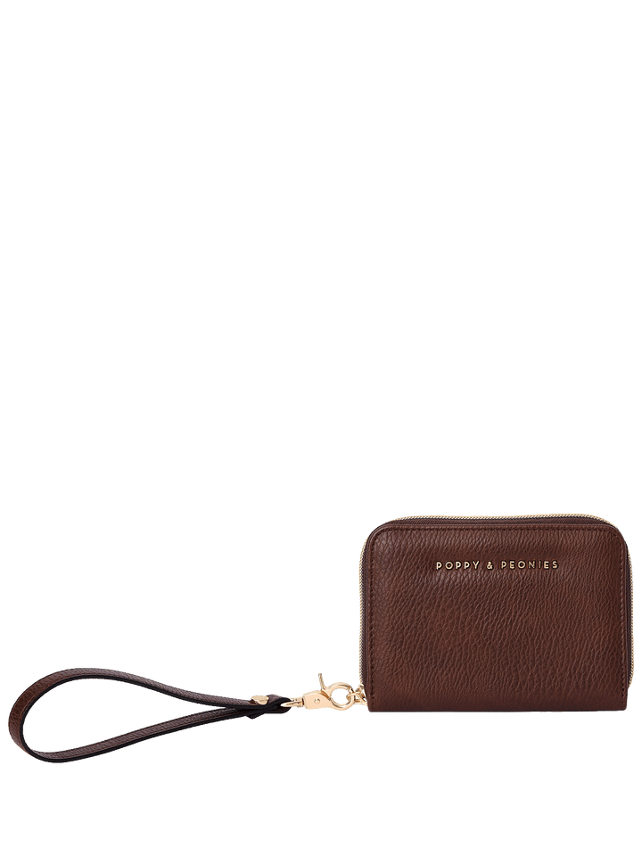 The Grab and Go Wallet in Espresso with removable wristlet strap