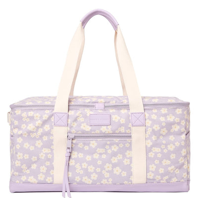 Front of a violet floral Poppy and Peonies cooler bag 