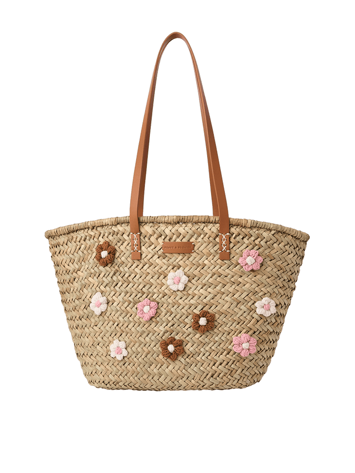 Just Picked Straw Tote Spring Floral