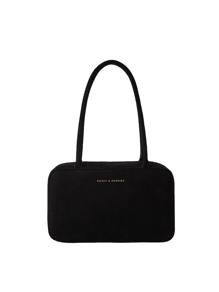 Black vegan suede bowler satchel