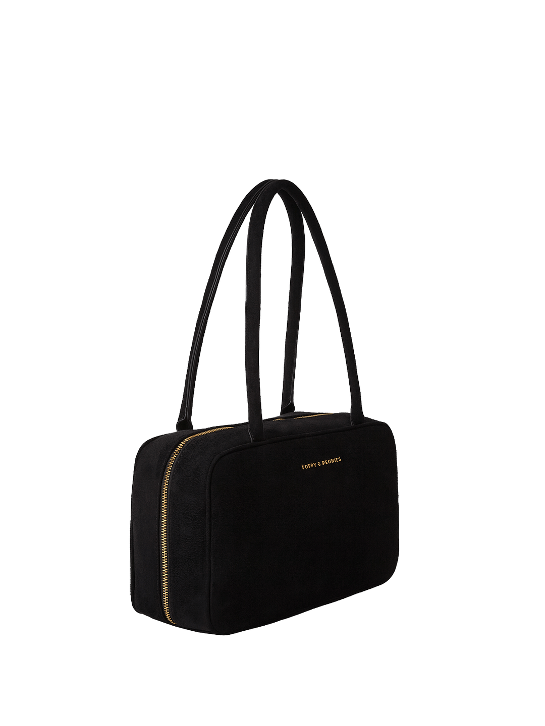 Black vegan suede shoulder bag