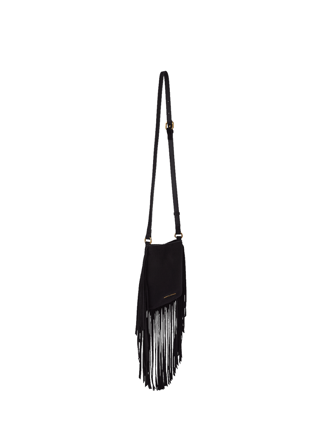 Black vegan leather fringe handbag