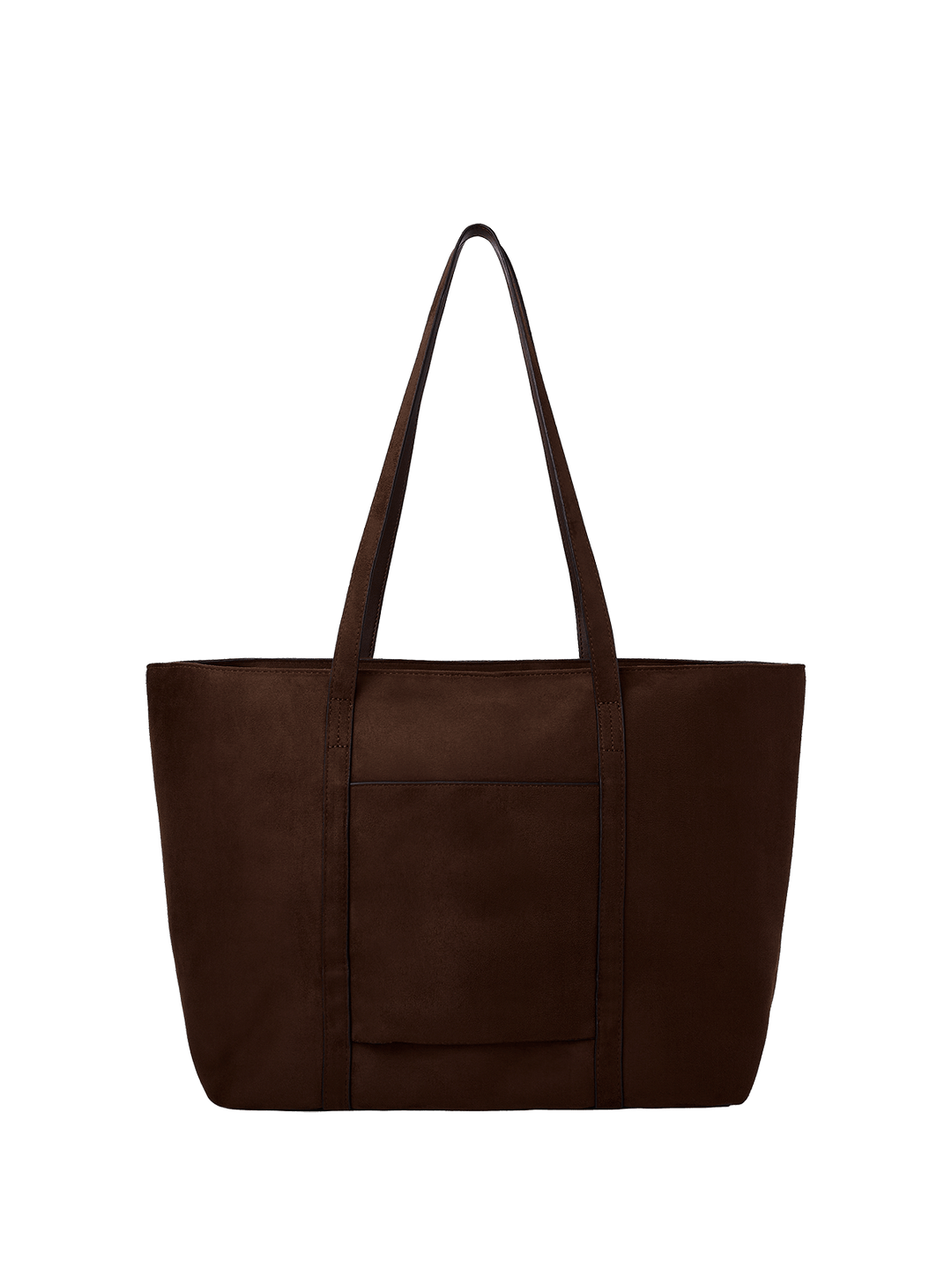 Back of a brown tote bag on a transparent background