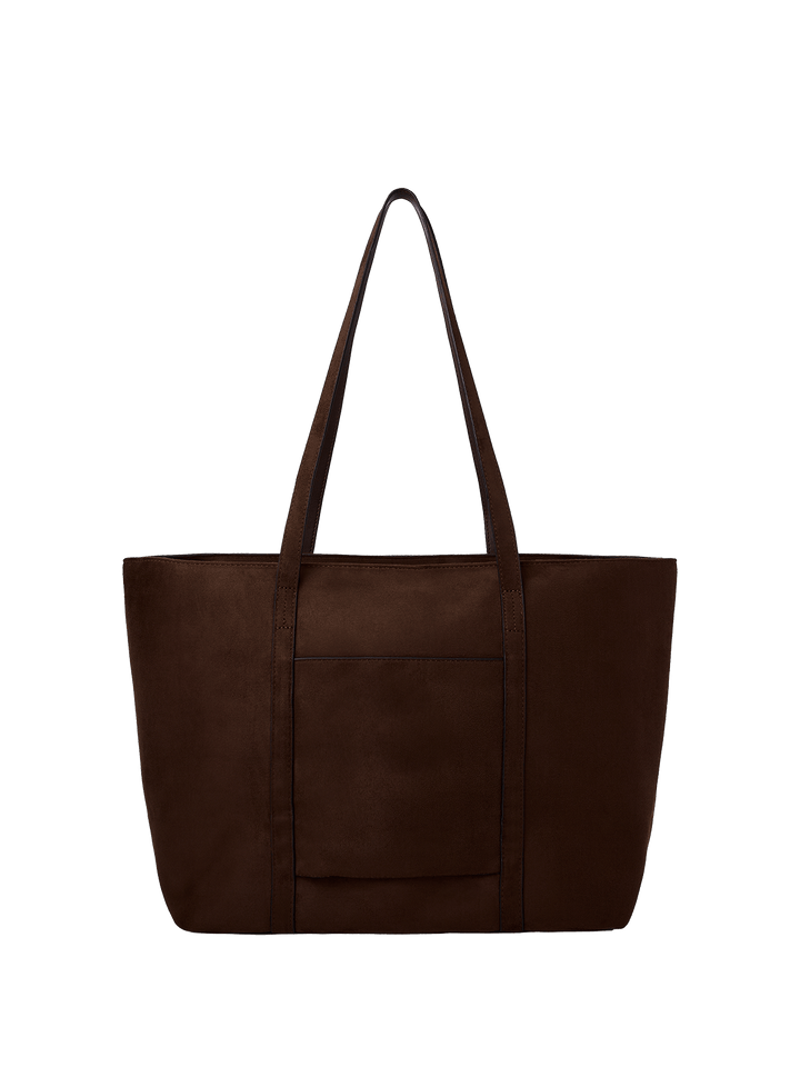 Back of a brown tote bag on a transparent background