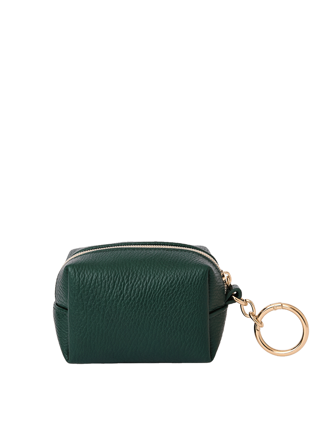 Side view of the Tag Along Charm in Heritage Green with gold-tone O-clasp