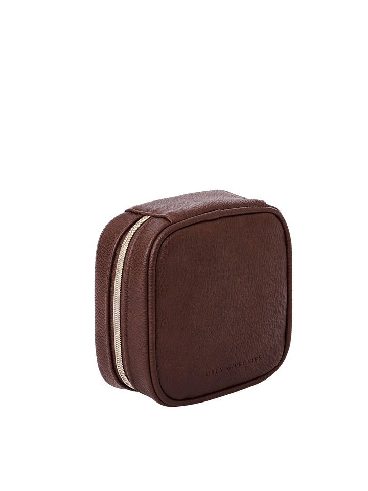 Angled side view of The Teched Out Case in Espresso