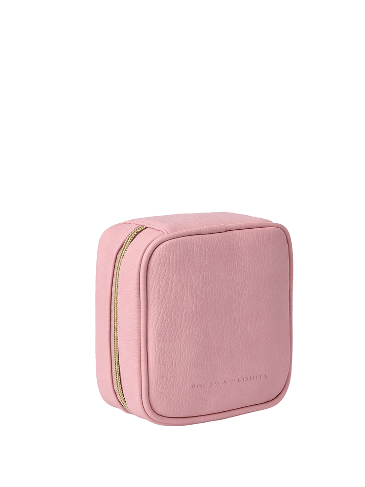 Pink square vegan leather tech organizer