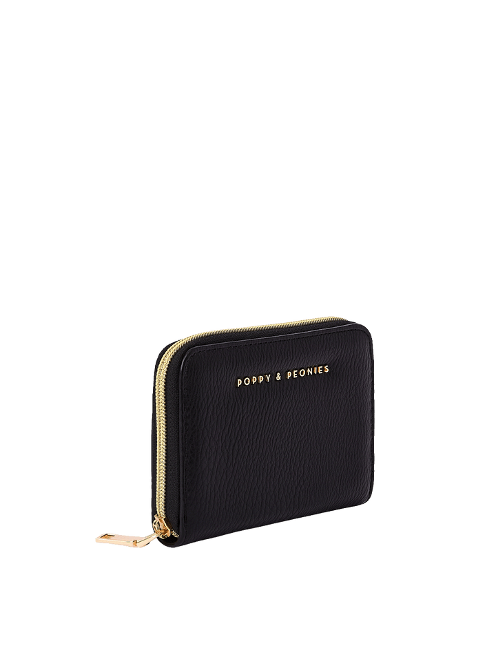 Angled view of The Grab and Go Wallet in Black