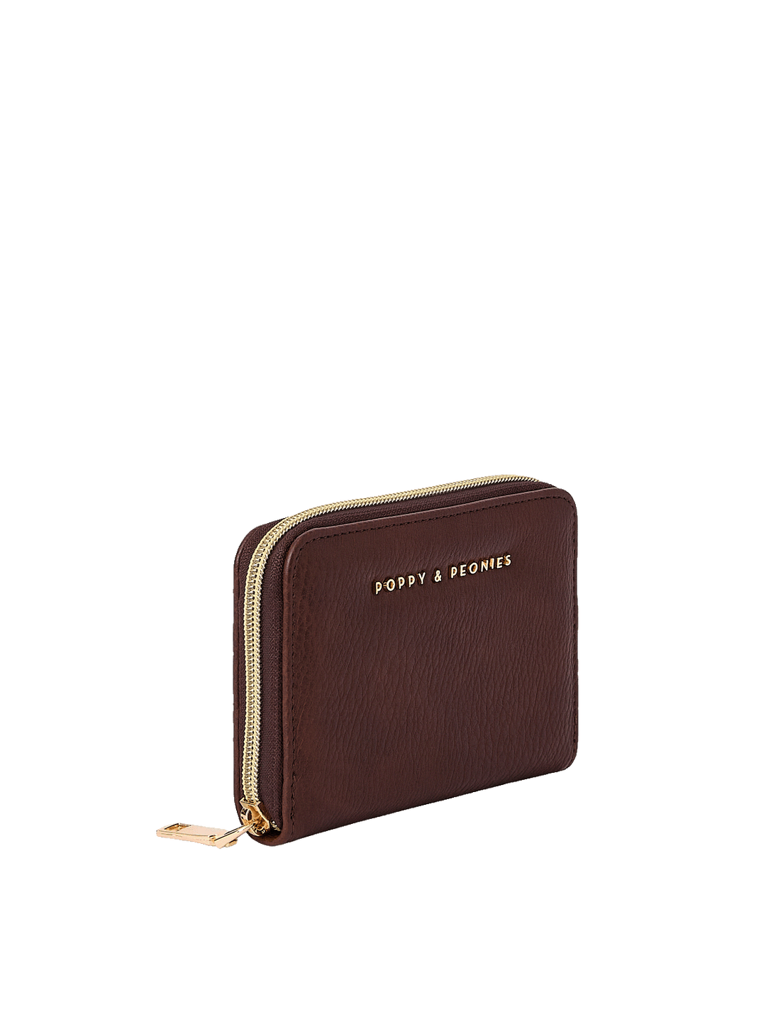 Angled view of The Grab and Go Wallet in Espresso
