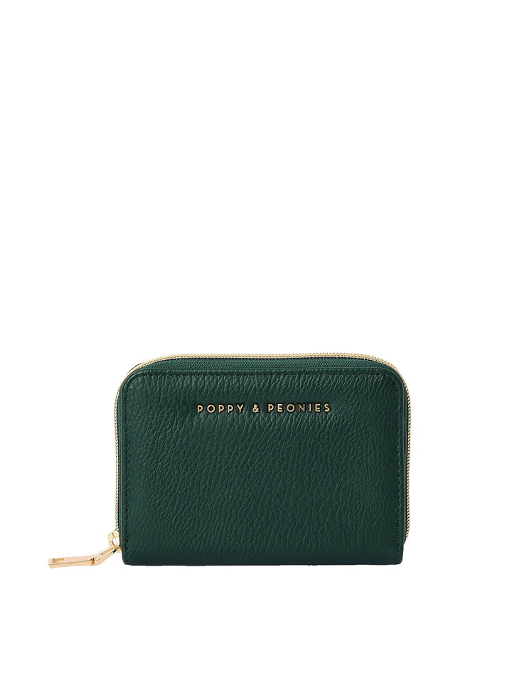 Front view of The Grab and Go Wallet in Heritage Green