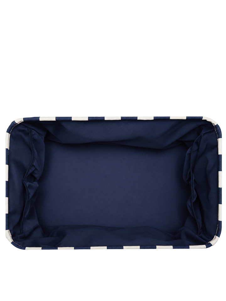 Open navy striped tote