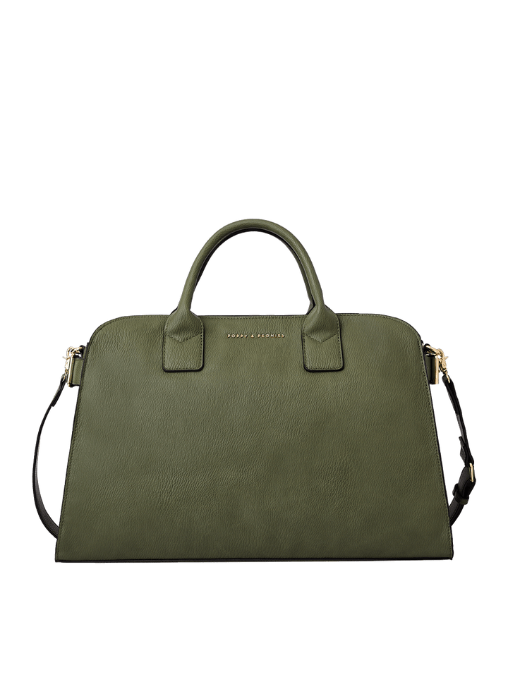 Uptown Tote in Olive with removable crossbody strap