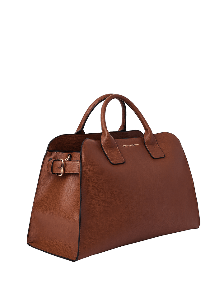 Brown vegan leather handbag