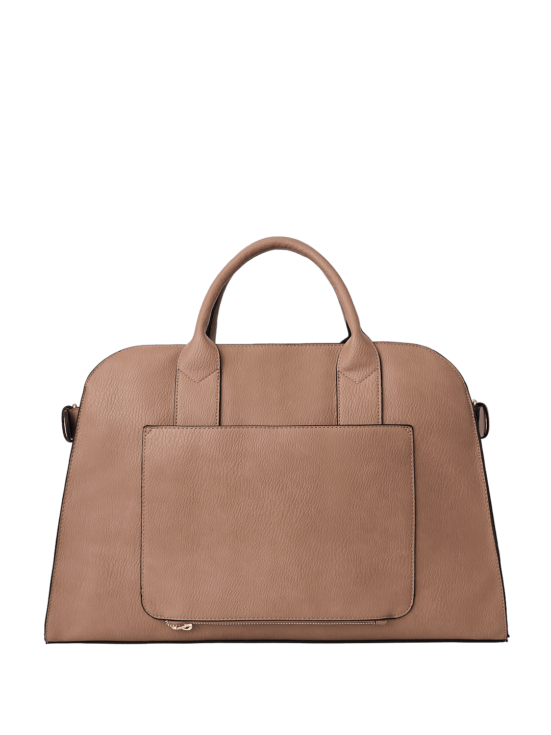 Light brown vegan leather tote bag with a detachable crossbody strap