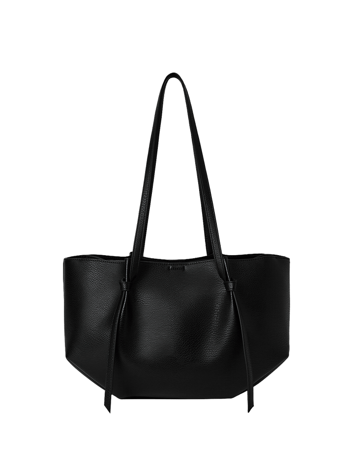 Black vegan leather tote bag 