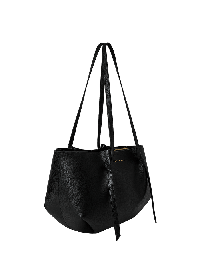 Black vegan leather tote bag 