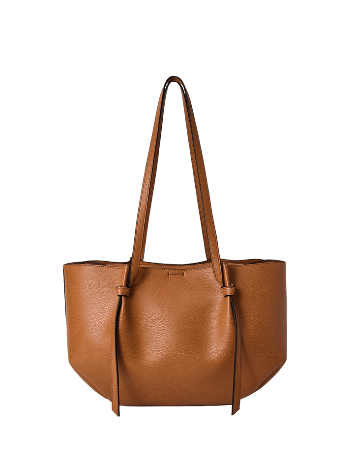Brown vegan leather tote bag