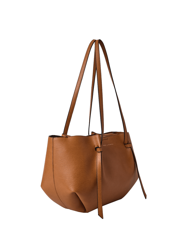 Brown vegan leather tote bag