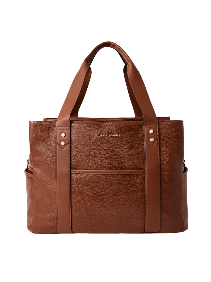 Brown  vegan leather tote bag 