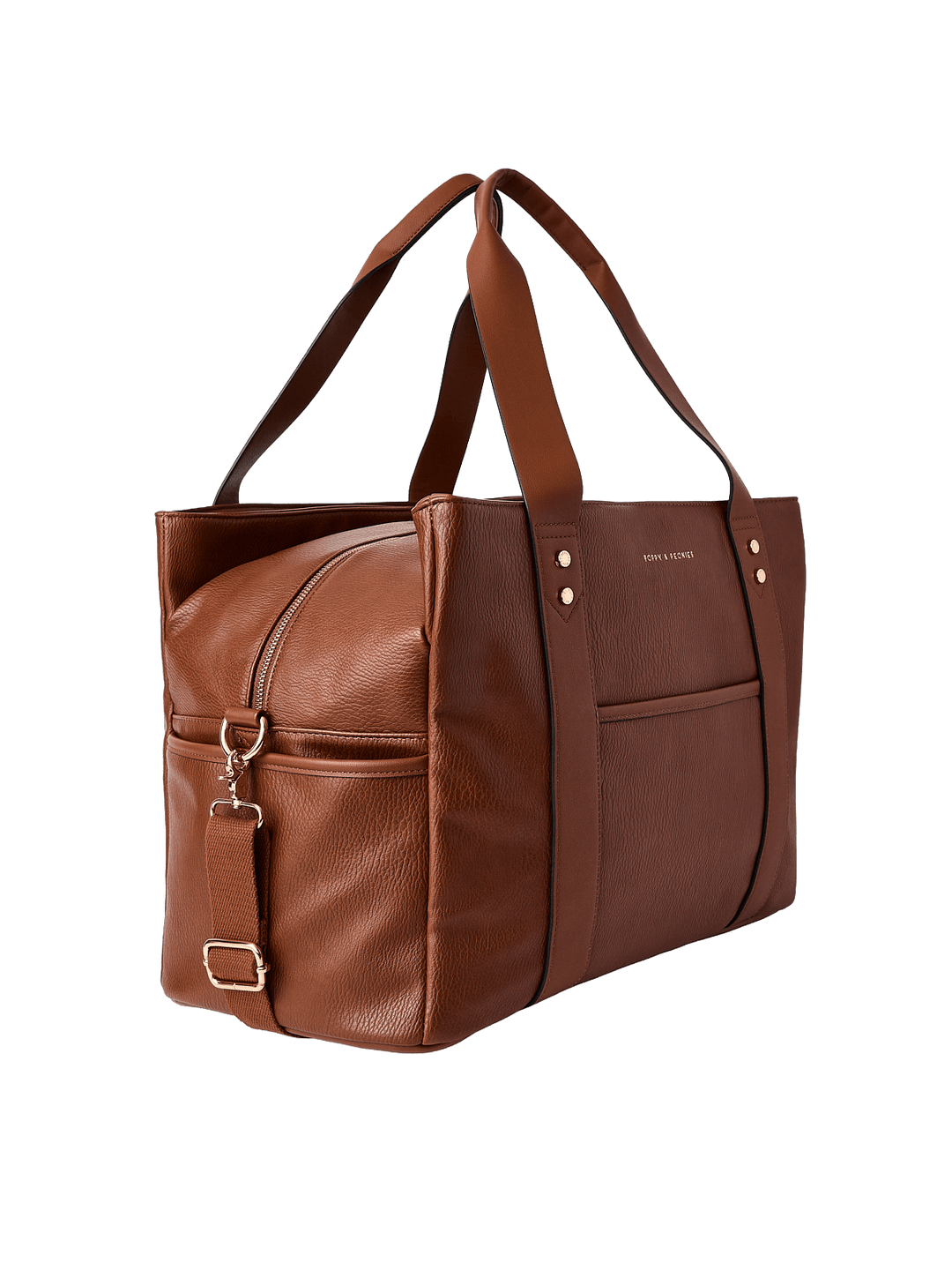 Brown vegan leather tote bag