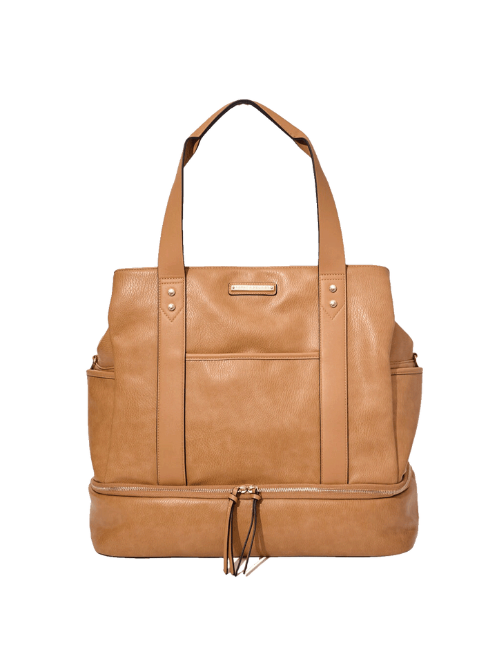 Brown vegan leather travel bag