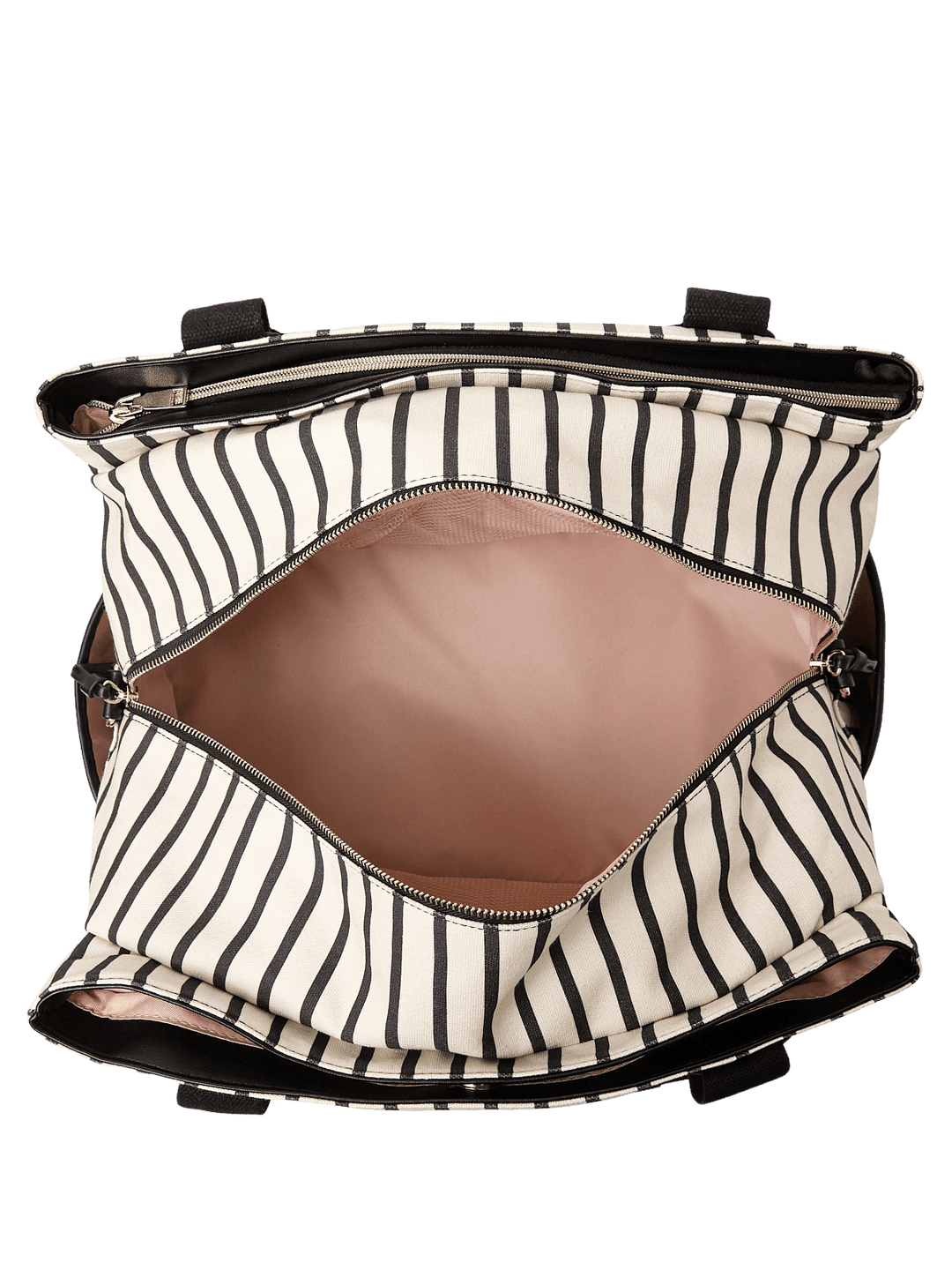 Open striped travel bag