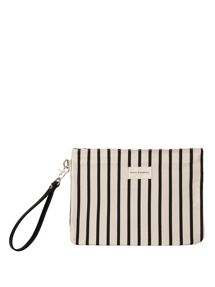 Black and white striped small dry bag with a wristlet