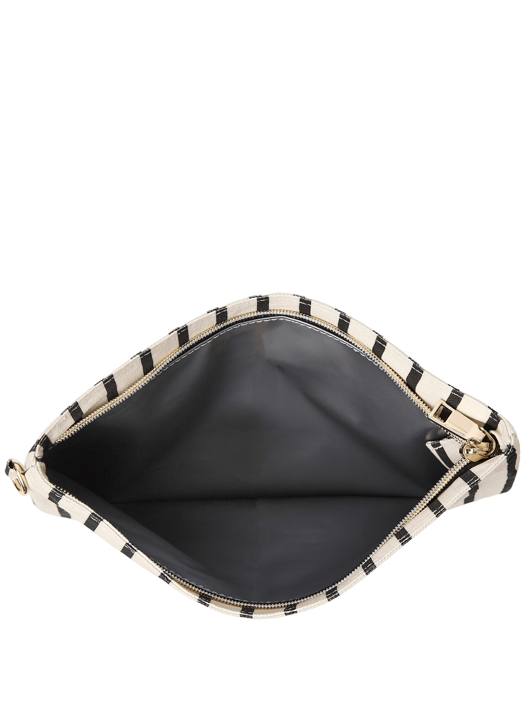 Open black and white striped small dry bag 