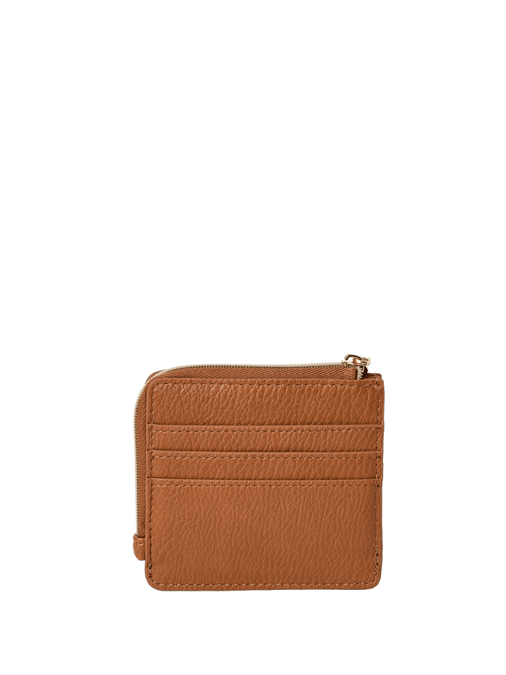 Brown vegan leather wallet on a transparent background