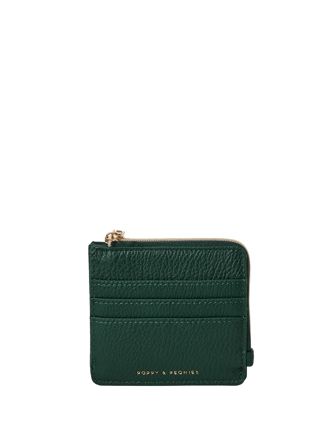 Green wallet with gold zipper on a transparent background