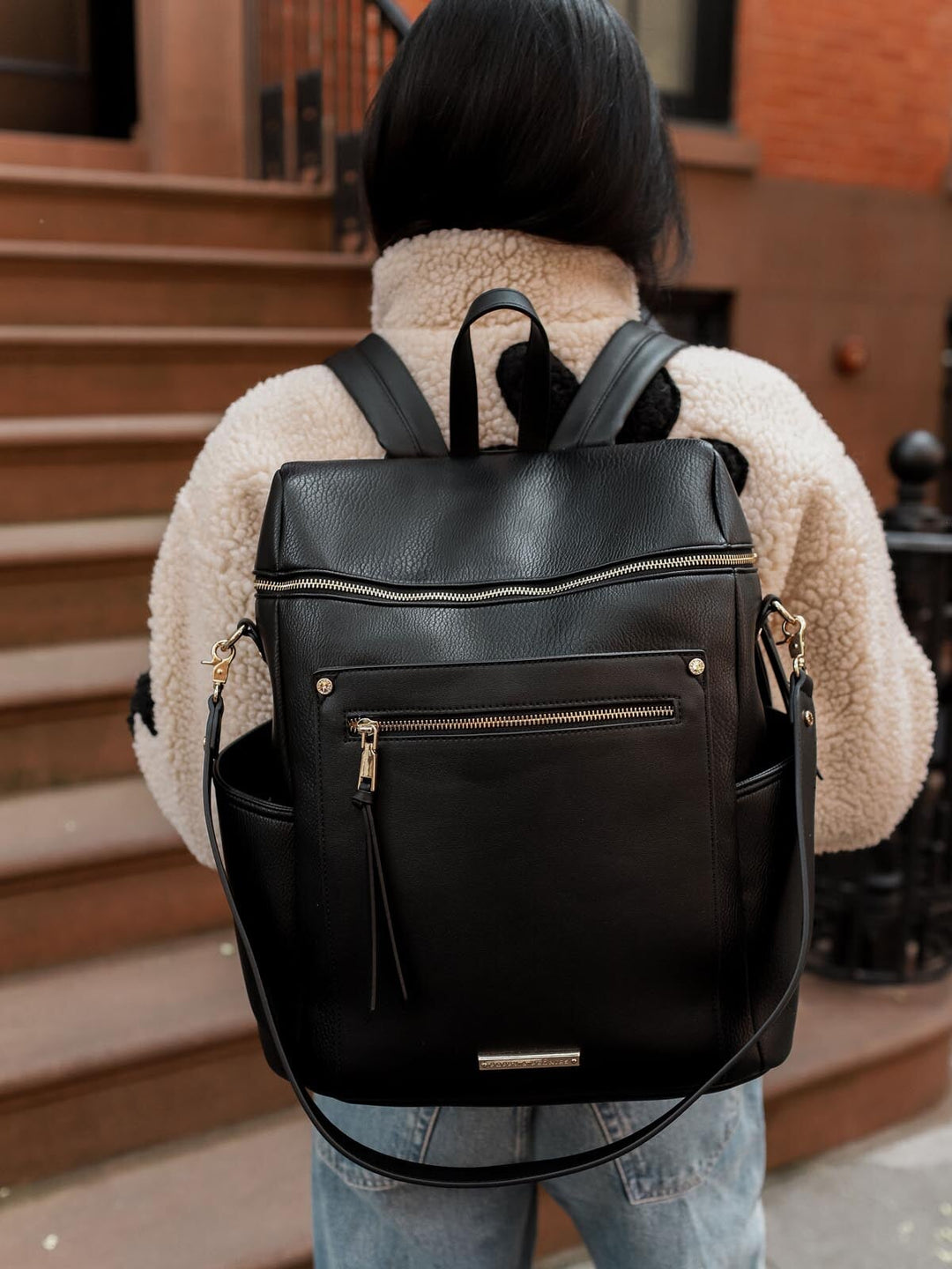 coach backpack with peonies Commuter Backpack Black