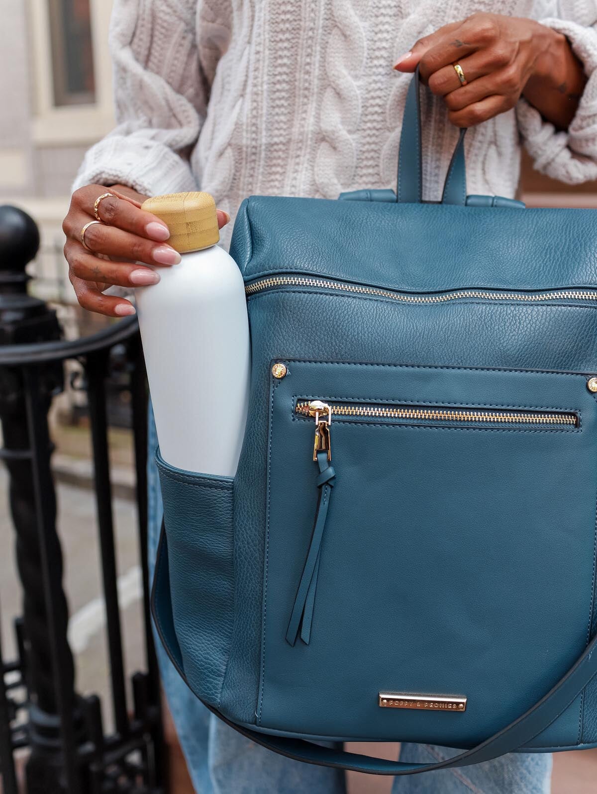 Commuter Backpack Navy | Poppy & Peonies