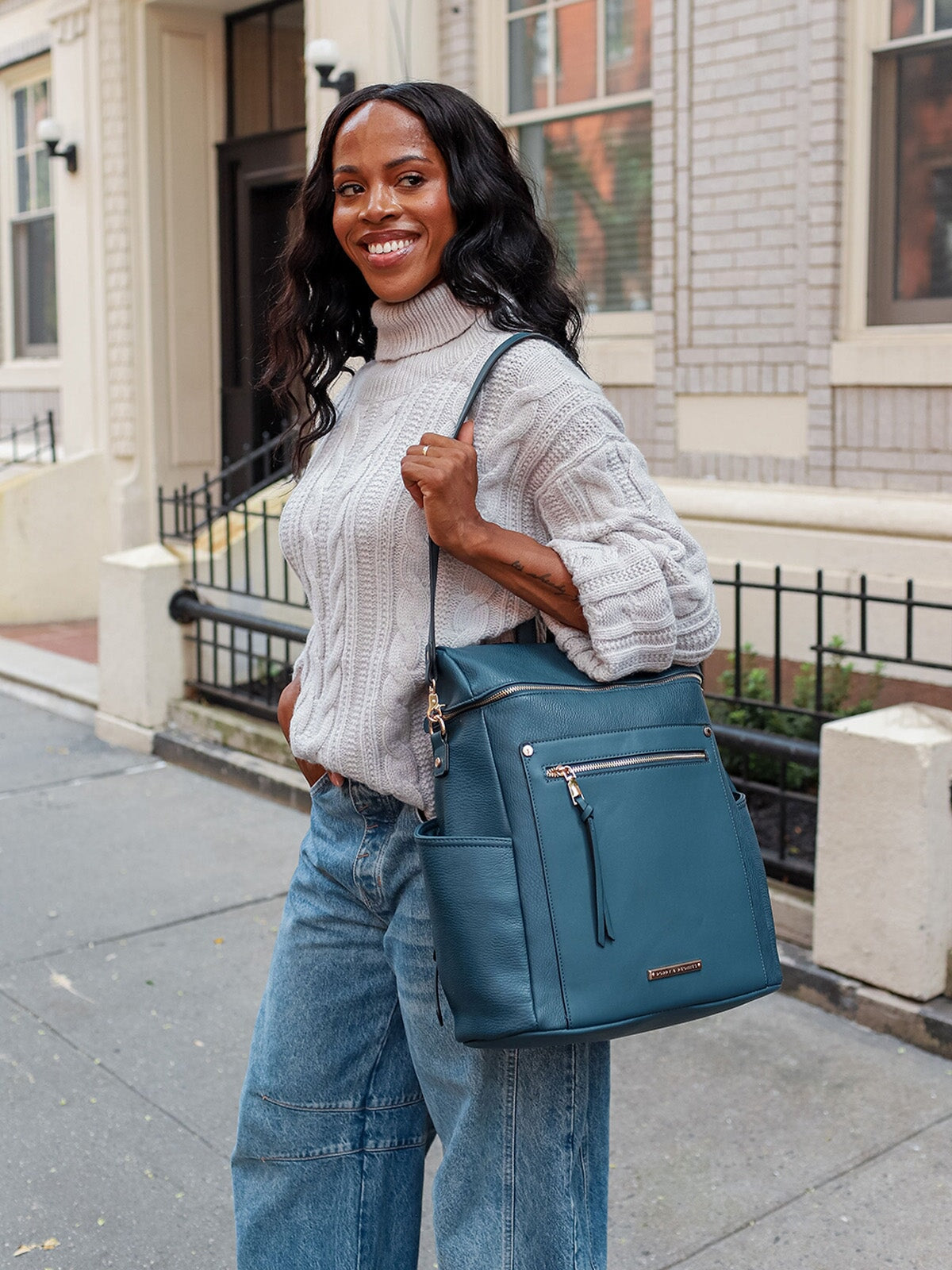 Commuter Backpack Navy | Poppy & Peonies