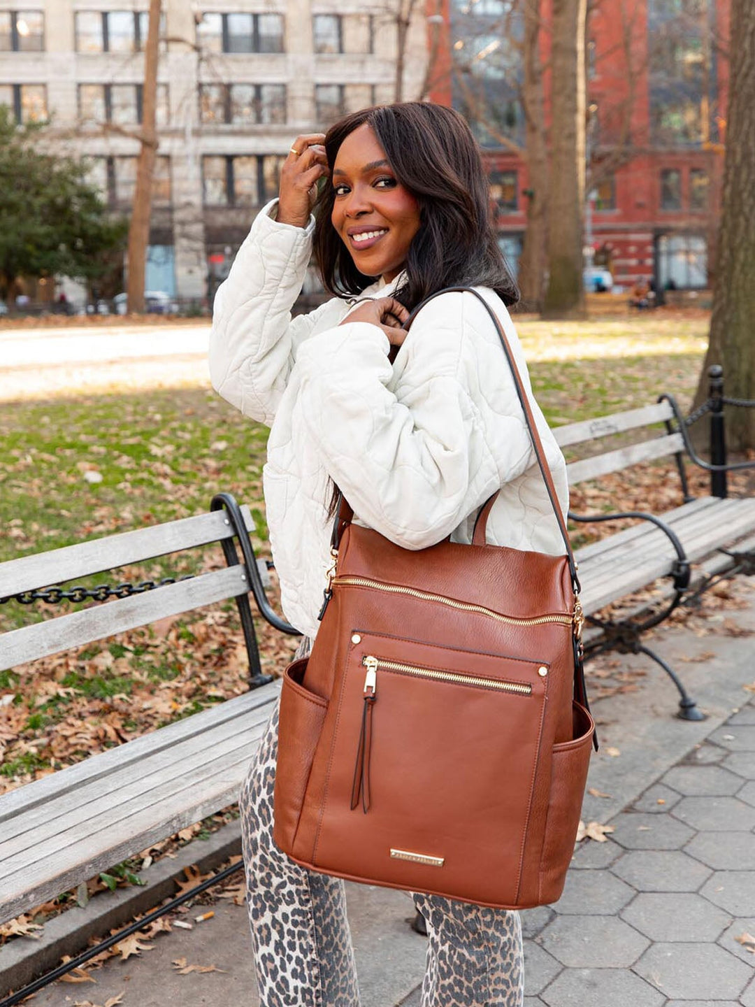 coach backpack with peonies Commuter Backpack Chestnut