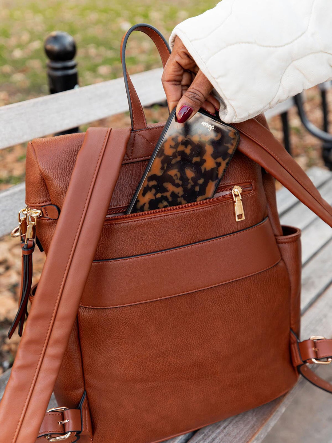 coach backpack with peonies Commuter Backpack Chestnut