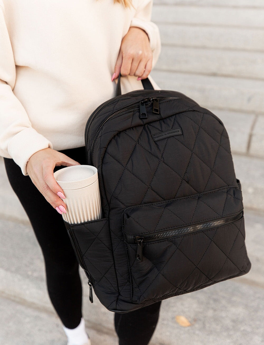 Quilted Brooklyn Backpack black