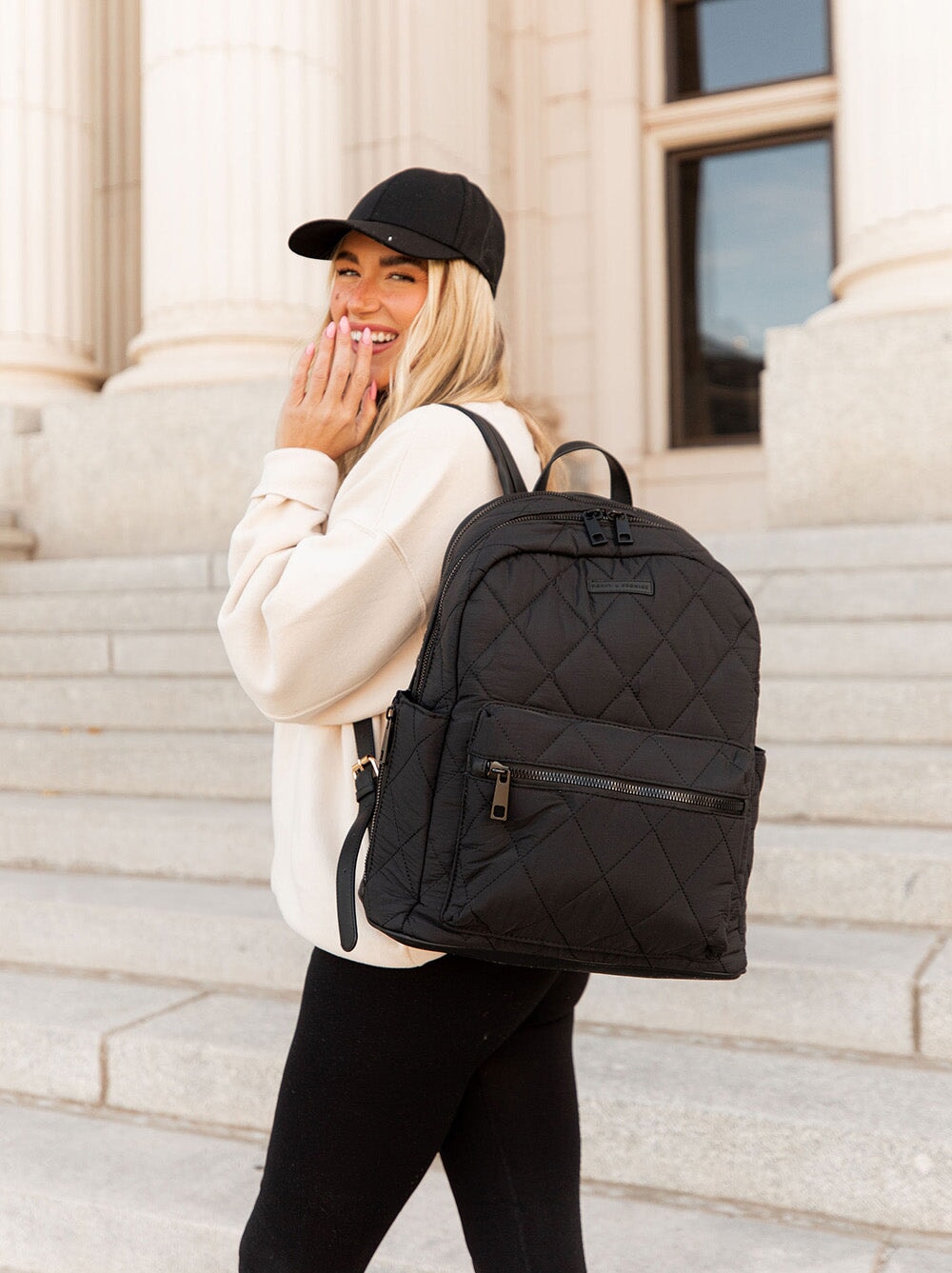 Quilted Brooklyn Backpack black