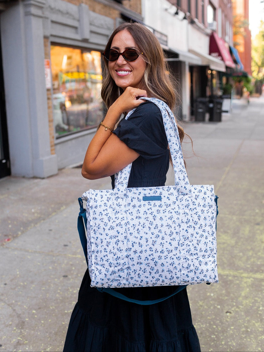 On The Go Tote Blue Floral