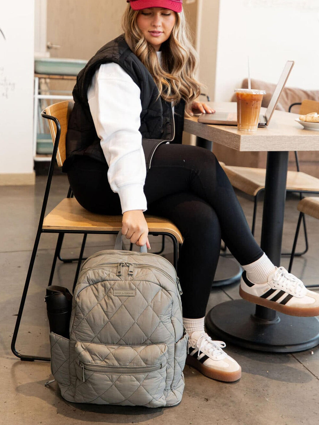 Quilted Brooklyn Backpack grey
