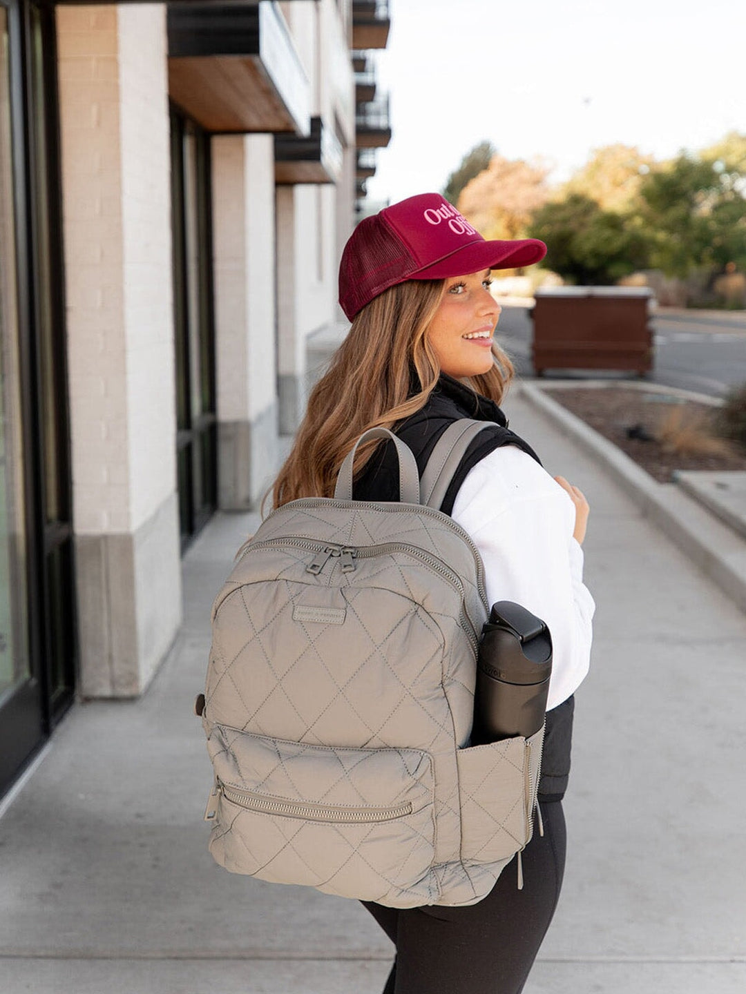 Quilted Brooklyn Backpack grey