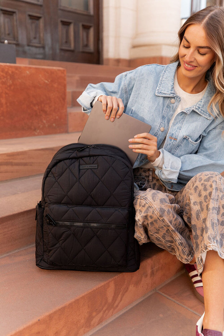 Quilted Brooklyn Backpack black