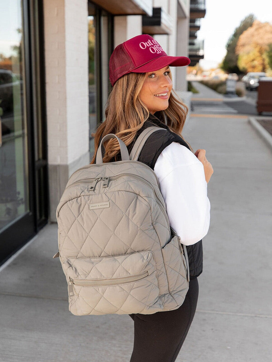 Quilted Brooklyn Backpack grey