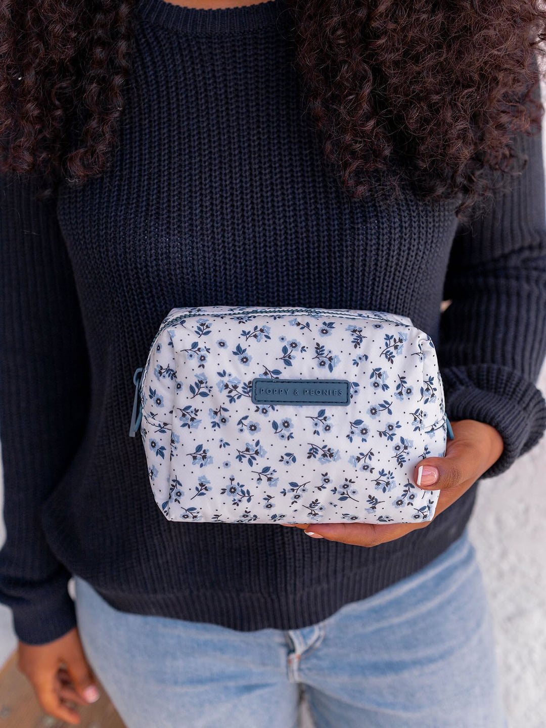 Blue Floral Cosmetic Case