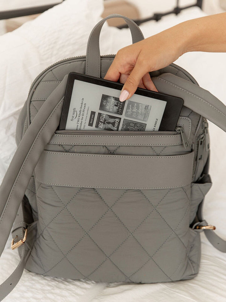 Quilted Brooklyn Backpack grey