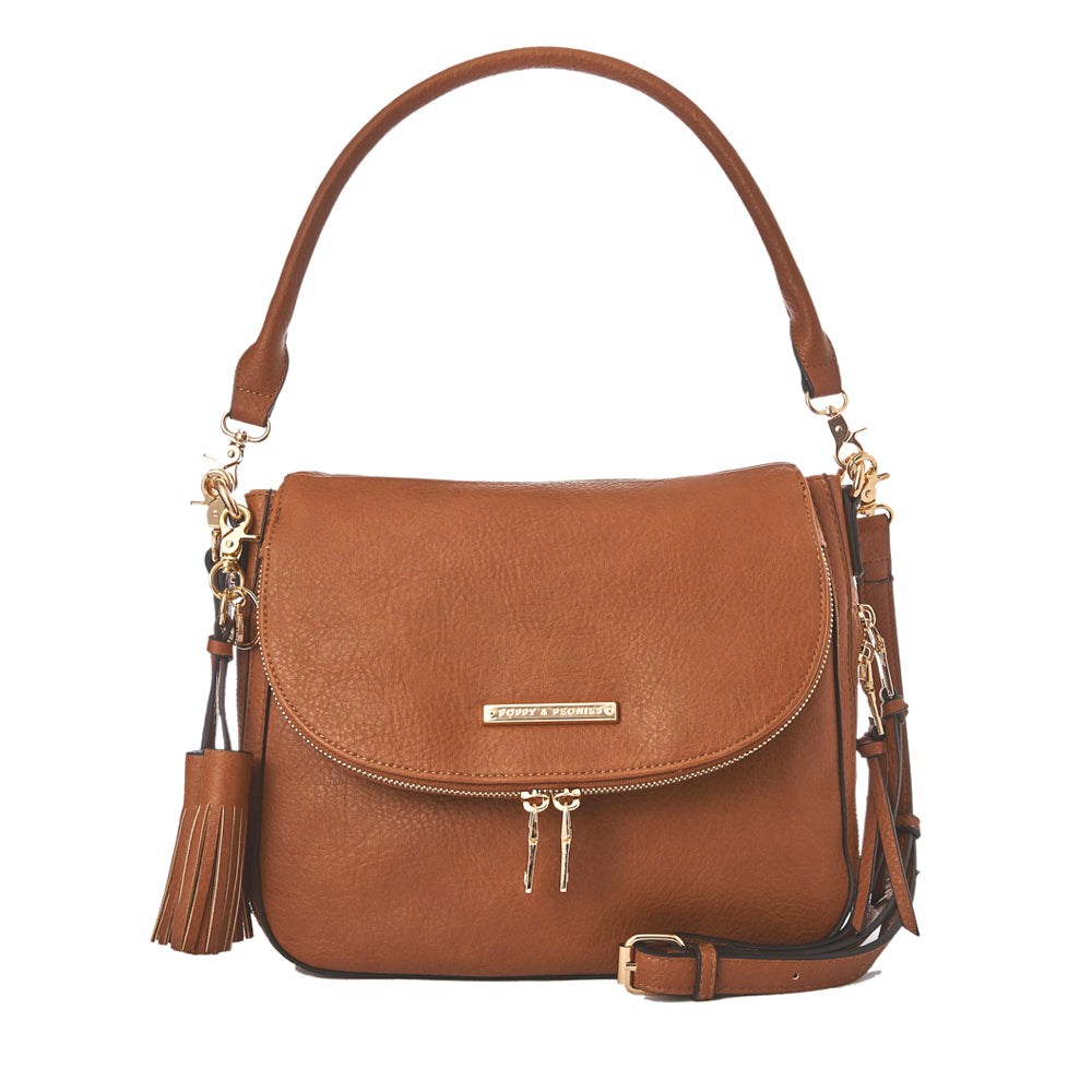 DOWNTOWN CROSSBODY cognac Poppy Peonies